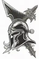 Spartan Helmet and Sword tattoo design idea