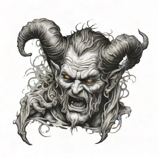 a god snorting lines with the devil  tattoo design idea