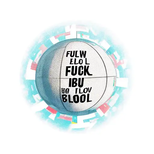 Globe with text around it: Fuck the world, it needs more love tattoo design idea