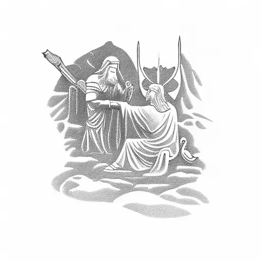 Biblical scene depicting forgiveness tattoo design idea