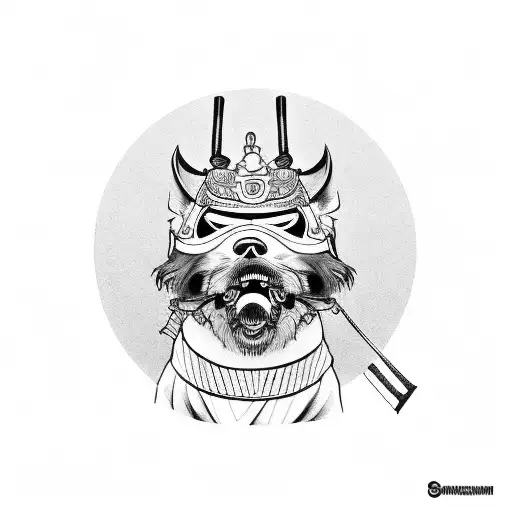 Samurai Dog with mask tattoo design idea