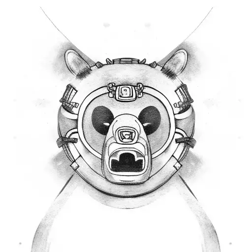 Samurai Bear with mask tattoo design idea