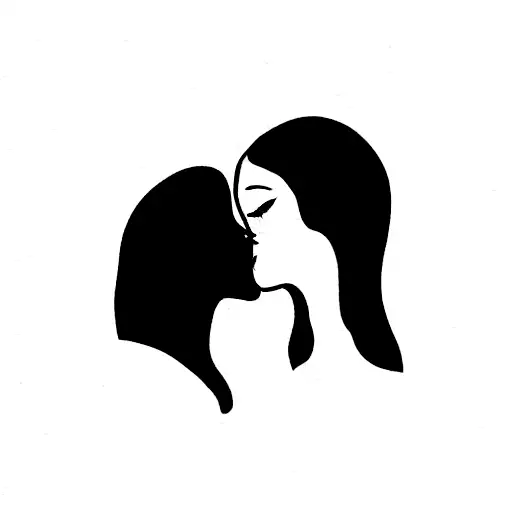 two girls faces kissing tattoo design idea