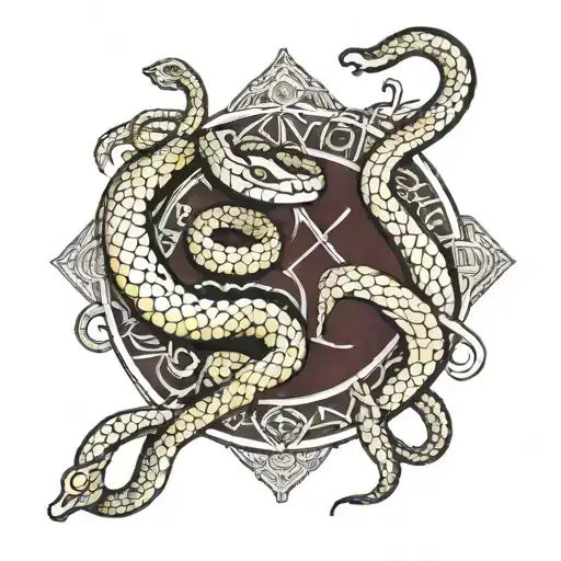 Snake, Libra zodiac sign, number 7 and the phrase: "keep your friends close and your enemies closer." tattoo design idea