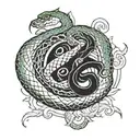 Snake, Libra zodiac sign, number 7 and the phrase: "keep your friends close and your enemies closer." tattoo design idea