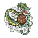Snake, Libra zodiac sign, number 7 and the phrase: "keep your friends close and your enemies closer." tattoo design idea