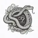 Snake, Libra zodiac sign, number 7 and the phrase: "keep your friends close and your enemies closer." tattoo design idea