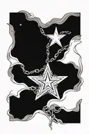 wave breaking free from chains into a nautical star   tattoo design idea