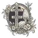 empty tomb and cross  tattoo design idea