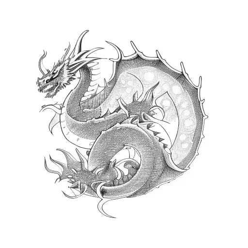 A Japanese-inspired tattoo of a mystical dragon with a technological twist tattoo design idea