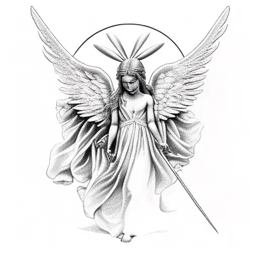 Greek mythology angel tattoo design idea