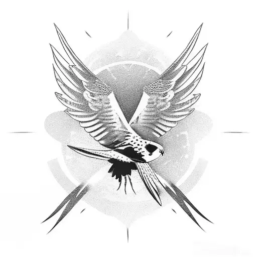 kestrel hunting tattoo design idea
