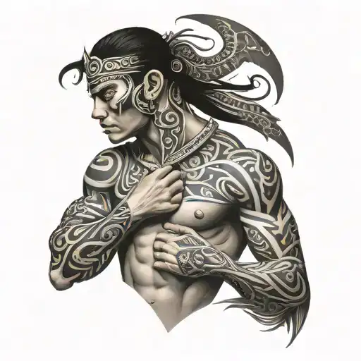 create a tribal shoulder and arm tatoo  tattoo design idea