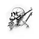 skull with gun through mouth tattoo design idea