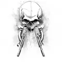 skull with gun through mouth tattoo design idea