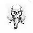 skull with gun through mouth tattoo design idea