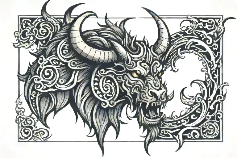 a beast or a god symbol tattoo design idea