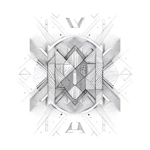 An abstract geometric design incorporating the initials of your children's names, with each letter representing a different aspect of their individuality tattoo design idea