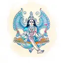 A traditional design featuring the bond of a mother, father, and younger brother, with Krishna's leaf and flute incorporated elegantly tattoo design idea