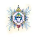 A traditional design featuring the bond of a mother, father, and younger brother, with Krishna's leaf and flute incorporated elegantly tattoo design idea