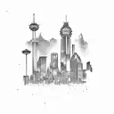 skyline of Dallas and Houston  tattoo design idea