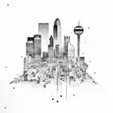 skyline of Dallas and Houston  tattoo design idea