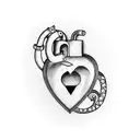 a lock shaped heart and the initials  FMH tattoo design idea