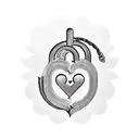 a lock shaped heart and the initials  FMH tattoo design idea
