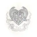 a lock shaped heart and the initials  FMH tattoo design idea