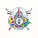 a lock shaped heart and the initials  FMH tattoo design idea