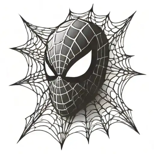 Spiderman's iconic mask with a web pattern overlay tattoo design idea