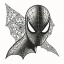 Spiderman's iconic mask with a web pattern overlay tattoo design idea
