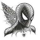 Spiderman's iconic mask with a web pattern overlay tattoo design idea