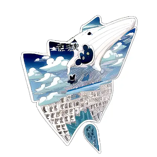 cloud whale tattoo design idea