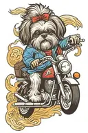shih tzu riding motorcycle tattoo design idea