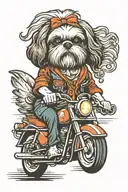 shih tzu riding motorcycle tattoo design idea