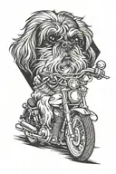 shih tzu riding motorcycle riding tattoo design idea