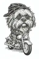shih tzu riding motorcycle riding tattoo design idea