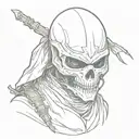 skull ninja suit wearing tattoo design idea