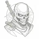 skull ninja suit wearing tattoo design idea