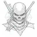 skull ninja suit wearing tattoo design idea