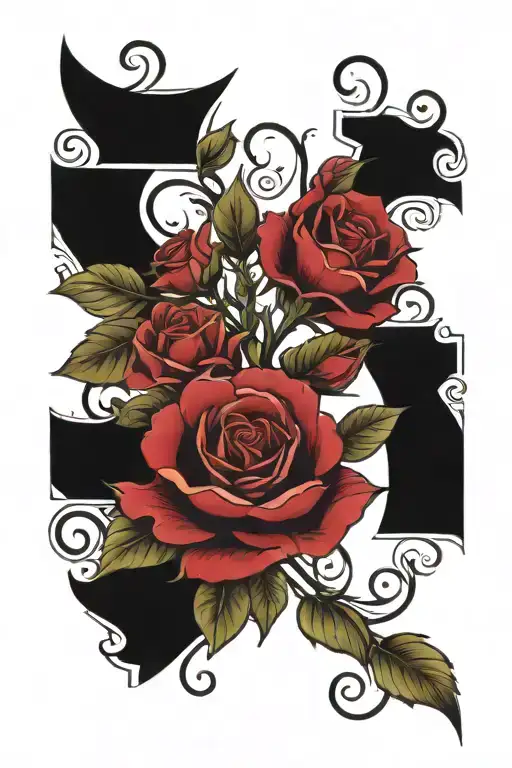 script, masculine, and floral tattoo design idea