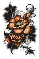 script, masculine, and floral tattoo design idea