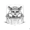 angry possum in trash tattoo design idea