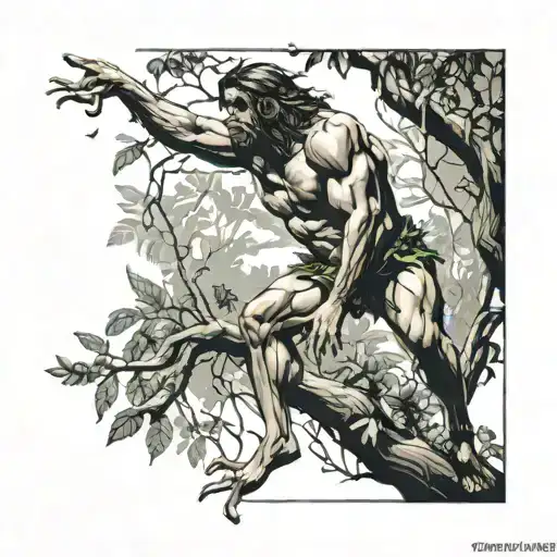 Tarzan standing on a branch tattoo design idea