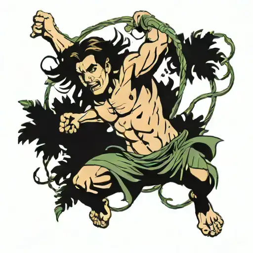 Tarzan swinging on vine tattoo design idea