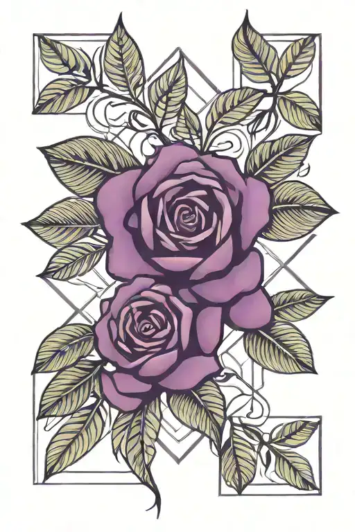 olives with purple rose intertwined tattoo design idea