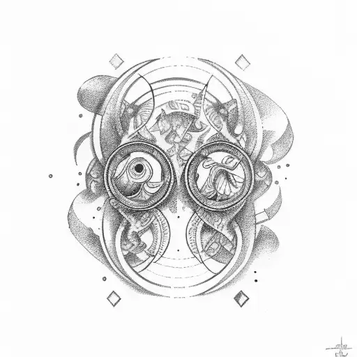 libra with gemini and pisces tattoo design idea