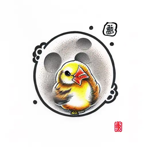 Cute Chick in a egg  tattoo design idea