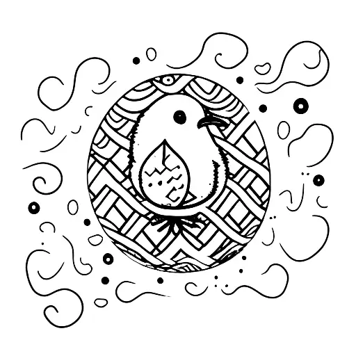 Cute Chick in a egg  tattoo design idea